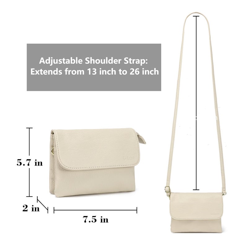 MINICAT RFID Blocking Small Crossbody Bags for Women Vegan Leather Mini Travel Purses Cell Phone Purse Cross Body Bag (Beige Small) - Image 3